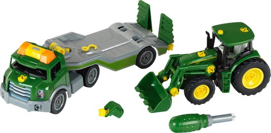 Foto: Klein toys john deere transportwagen met trekker 1 24 incl licht en geluidseffecten groen geel