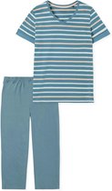 Schiesser Pyjama 3/4 broek - 808 Blue - maat 50 (50) - Dames Volwassenen - 100% katoen- 181254-808-50