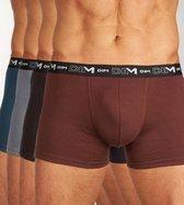 DIM Coton Stretch Men Boxershort - Pack de 4 - Katoen - Homme - Bande élastique - Uni - Zwart/ Blauw/ Grijs/ Marron - Taille XL