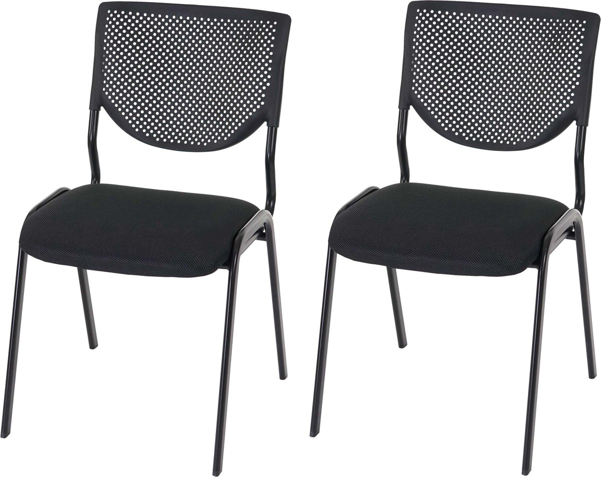 Cosmo Casa Set Van 2 Bezoekersstoelen - Stapelbare Conferentiestoel - Stof/Textiel - Zwarte Zitting - Zwarte Poten