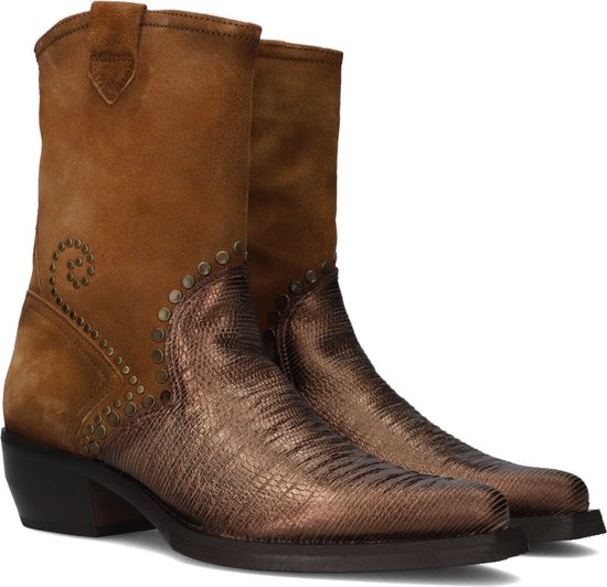 Omoda D268 Enkellaarsjes - Enkelboots met rits - Dames - Cognac - Maat 38