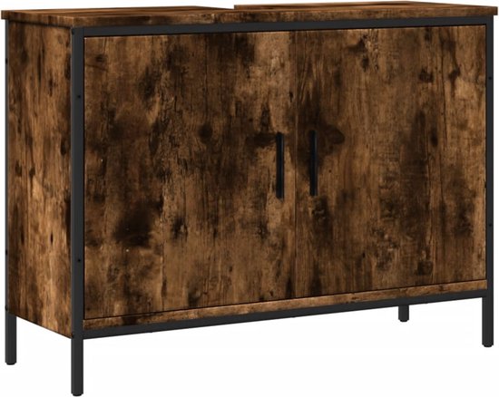 Badkamerspiegel 60x10,5x45 cm bewerkt hout zwart