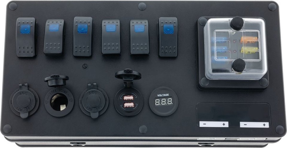 Verticaal schakelpaneel 12 Volt met 6 schakelaars - Boot onderdelen