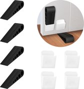 Zwarte deurstopper vloer rubber met houders [4 stuks] - robuuste deurwig rubber voor deurspleten tot 3 cm - tegen dichtslaan van de deur, ook op tapijt, tegels, hout - alle vloeren