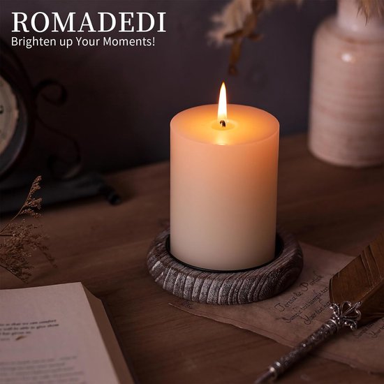 KineticKraft 4 stuks kaarsenonderzetters hout, ronde bamboe onderzetters voor kaarsen, kandelaar voor bruiloft, huis, decoratief dienblad, feestdagsceremonies