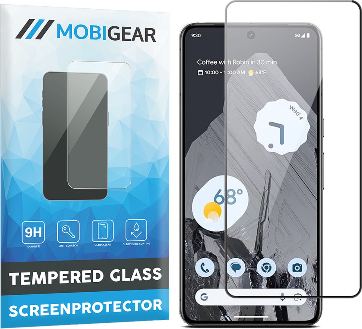 Mobigear Screenprotector geschikt voor Google Pixel 8 Pro Glazen | Mobigear Premium Screenprotector - Case Friendly - Zwart