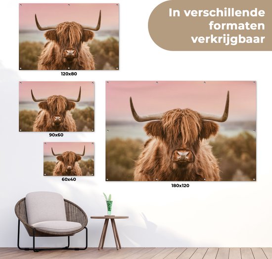 Affiche de jardin Vache - Highlander écossais - Animal - 120x80 cm - Jardin