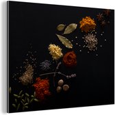 Décoration murale Métal - Peinture Aluminium Industrielle - Herbes - Zwart - Épices - Cuisine - Cuisson - 80x60 cm - Dibond - Photo sur aluminium - Décoration murale industrielle - Pour le salon / chambre