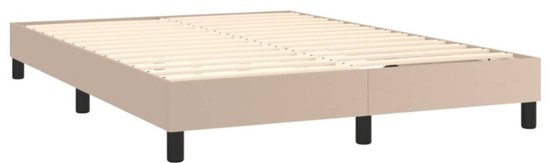 The Living Store Sommier tapissier simili cuir cappuccino 140x200 cm - Sommier tapissier - Sommier tapissier - Lit - Lit bébé - Meubles de couchage - Cadre de lit - Sommier - Lit double - Sommier tapissier - Lits - Lits Berceaux