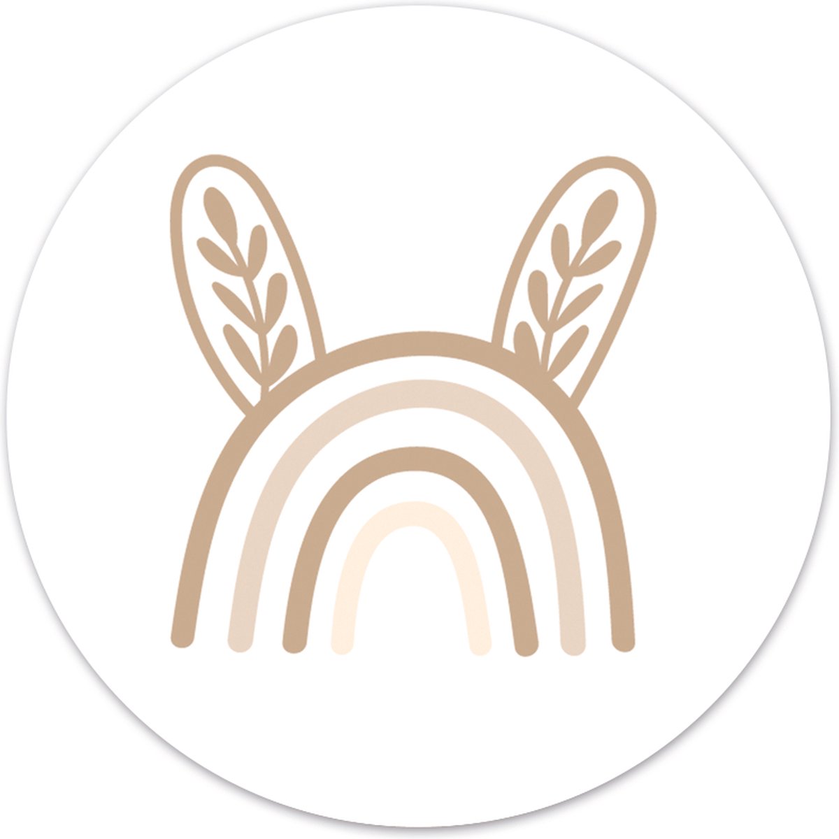 Label2X - Muurcirkel kids regenboog bunny - 12 cm - Dibond - Multicolor - Wandcirkel - Rond Schilderij - Muurdecoratie Cirkel - Wandecoratie rond - Decoratie voor woonkamer of slaapkamer