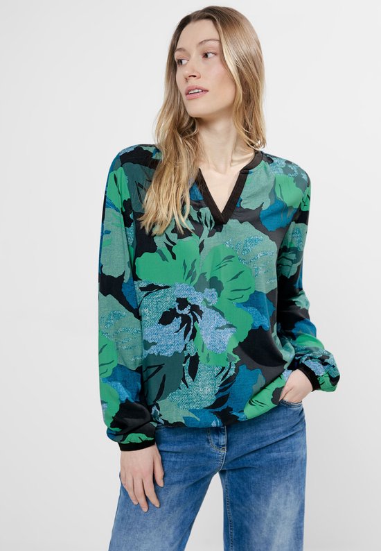 CECIL Multicolor Print Blouse Dames Blouse khaki Maat S bol