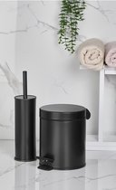 Orsa home - Badkamer set - Toilet accessoires set - Wc borstel in houder en prullenbak - pedaalemmer - mat zwart - 3 liter - metaal