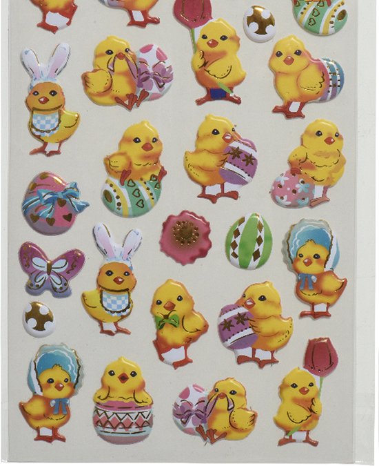 Autocollants 3D printemps et Pasen - poussins - 1 feuille - 14 x 21 cm - Artisanat de Pâques