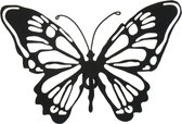 Decoris décoration de jardin/clôture papillon - métal - noir - 18 x 12 cm