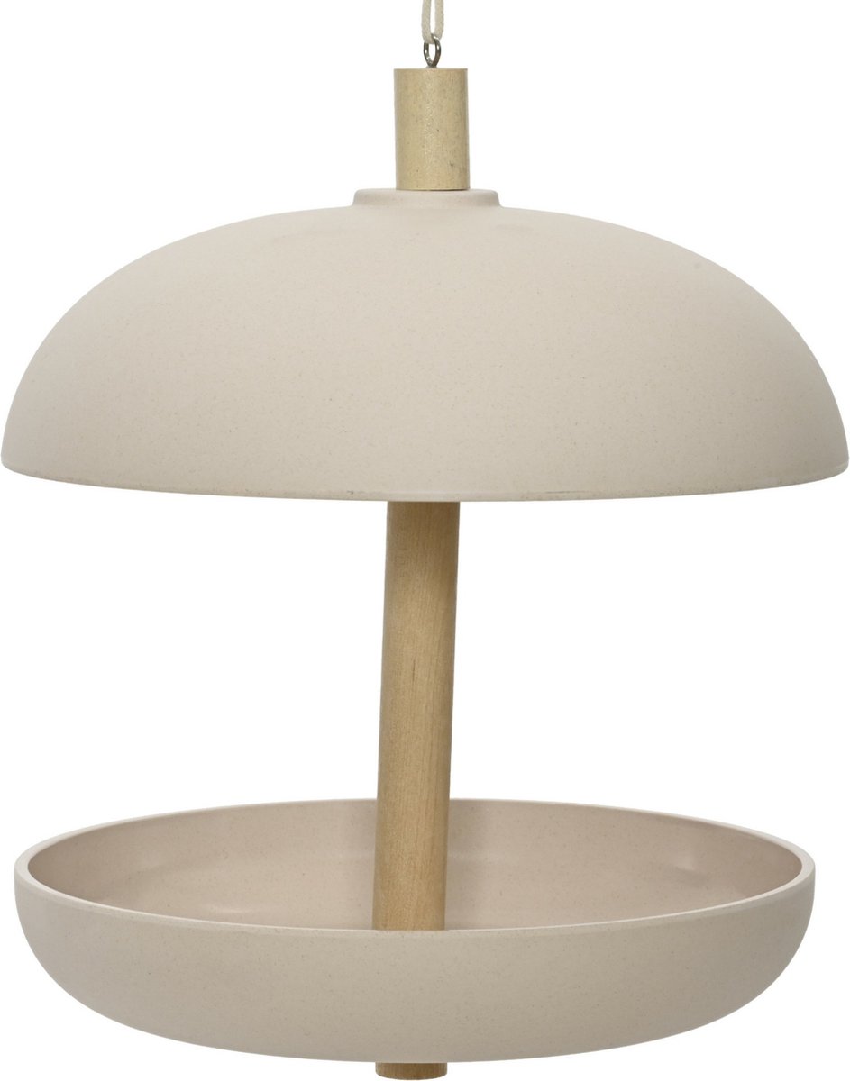 Decoris Vogelvoedersilo - hangend - creme wit - bamboe - 25 cm -
