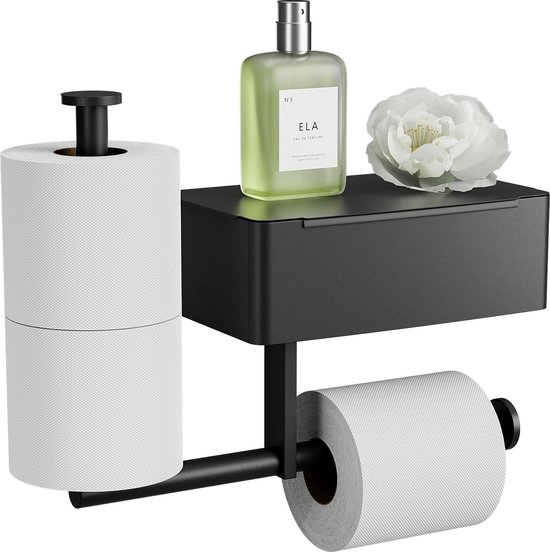 VOLDRA Toiletpapierhouder Met Plank Zelfklevende, Wc-rolhouder Met Opbergrek Voor Mobiele Telefoon Voor Badkamer, Keuken, Toilet Wc- papierhouder (Grijs VOLDRA Toiletpapierhouder Met Plank Zelfklevende, Wc-rolhouder Met Opbergrek Voor Mobiele Telefoon Voor Badkamer, Keuken, Toilet Wc- papierhouder (Grijs