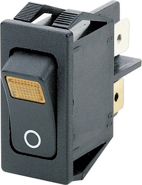 Orbit Electronic® Wipschakelaar ON-OFF - 4-pins - 12.3x30.1x36.5mm (bxlxh) - Met Opdruk - 250V - Max. 16A - 1555 - Geel