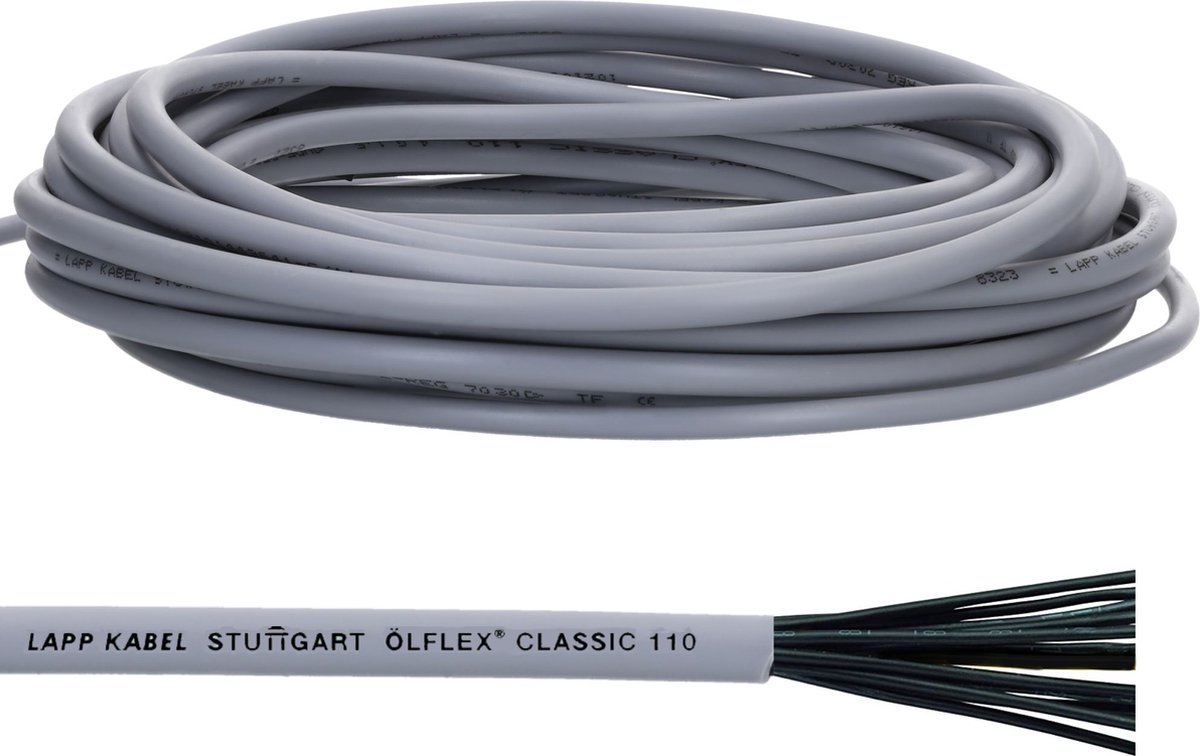 Image of 10 meter Lapp 1119802 Ölflex Classic 110 2X0,75mm² PVC stuurstroomkabel zonder groen-gele aardgeleider