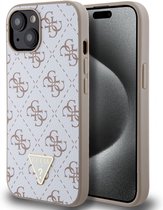 Guess 4G Triangle Logo Back Case - Geschikt voor Apple iPhone 15 (6.1") - Wit