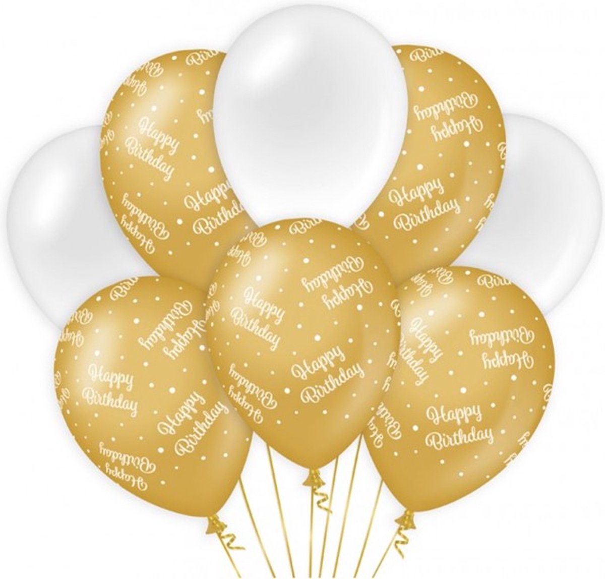 Feest versiering pakket 5 delig goud-wit - Happy Birthday - luxe set.