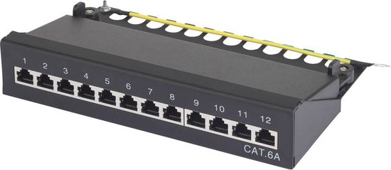 HB DIGITAL 12 Poorts Patchpaneel, Patchveld, Verdelerveld, 1U, 12x CAT 6a Rj45 Keystone Jack Module Ghmt Gecertificeerd Volledig Afgeschermd Stp 10 Gbps Compatibel Met Installatiekabel 2475396200