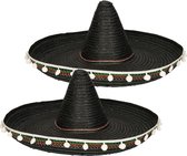 4x stuks zwarte sombrero 60 cm voor volwassenen - Carnaval verkleed hoeden