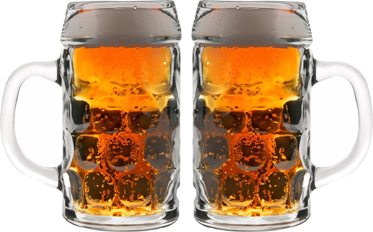 Set Van 6x Stuks Glazen Bierpul/pitcher 520 Ml - 52 Cl - Bierglazen 14 X 12 Cm