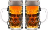 2x Bierpullen/Bierglazen 0,5 liter - Oktoberfest/Bierfeest feestartikelen - Horeca bierglazen/pullen