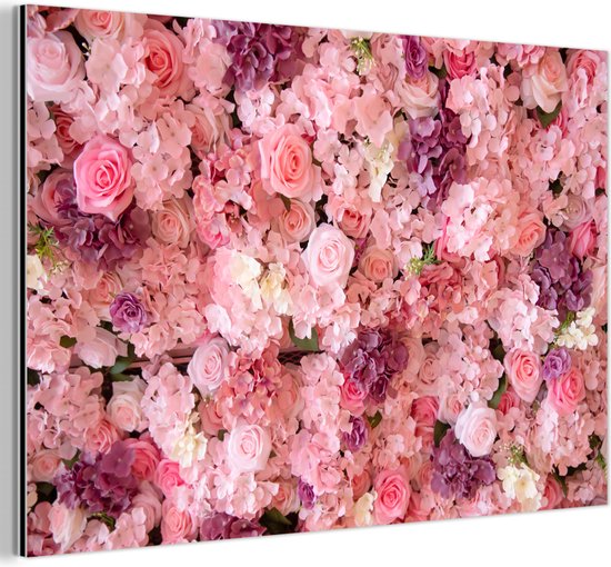 Décoration murale Métal - Peinture Aluminium Industrielle - Fleurs - Roses - Roses - 60x40 cm - Dibond - Photo sur aluminium - Décoration murale industrielle - Pour le salon / chambre