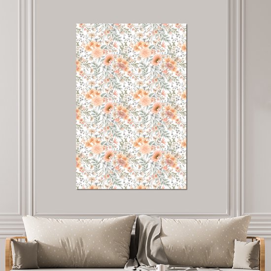 Wanddecoratie Metaal - Aluminium Schilderij Industrieel - Bloemen - Patronen - Pastel - 100x150 cm - Dibond - Foto op aluminium - Industriële muurdecoratie - Voor de woonkamer/slaapkamer