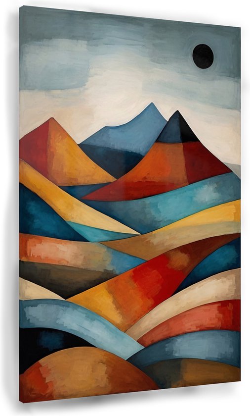 Berglandschap Paul Klee stijl schilderij - Bergen glasschilderijen - Glas schilderijen Paul Klee - Muurdecoratie industrieel - Acrylglas schilderijen - Wanddecoratie - 80 x 120 cm 5mm
