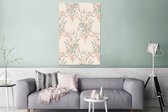 Wanddecoratie Metaal - Aluminium Schilderij Industrieel - Bloemen - Roze - Bladeren - 120x180 cm - Dibond - Foto op aluminium - Industriële muurdecoratie - Voor de woonkamer/slaapkamer