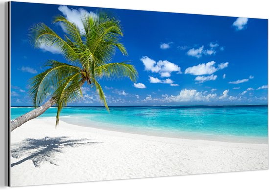 Décoration murale Métal - Aluminium - Plage - Mer - Palmier - Île - 160x80 cm