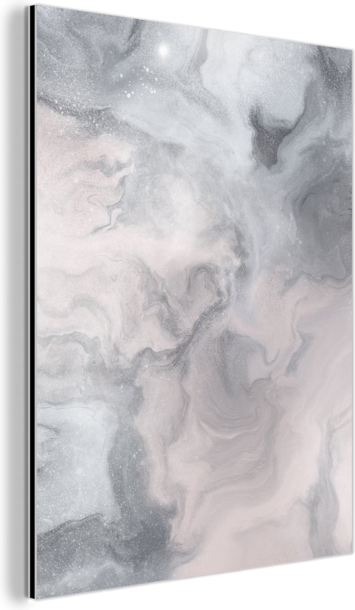 Wanddecoratie Metaal - Aluminium Schilderij Industrieel - Wolken - Abstract - Verf - 60x80 cm - Dibond - Foto op aluminium - Industriële muurdecoratie - Voor de woonkamer/slaapkamer