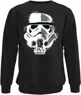 Star Wars - Stormtrooper Hoofd Zwart Heren Sweat met Ronde Kraag - S