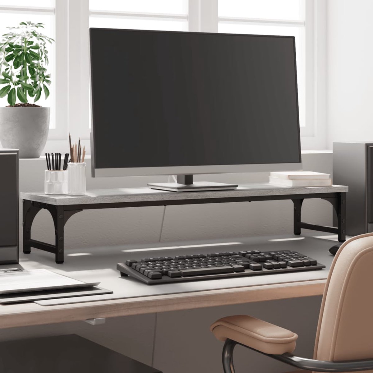 vidaXL - Monitorstandaard - 55x23x14 - cm - bewerkt - hout - sonoma - eikenkleurig