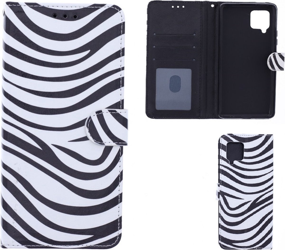 Portemonnee Book Case Hoesje Geschikt voor: Samsung Galaxy A12 - Zebra Print