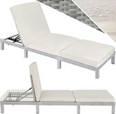 tectake® - ligstoel ligbed zonnebed - Zonnebed Ligstoel Loungebed - lichtgrijs - verstelbare rugleuning 5 standen