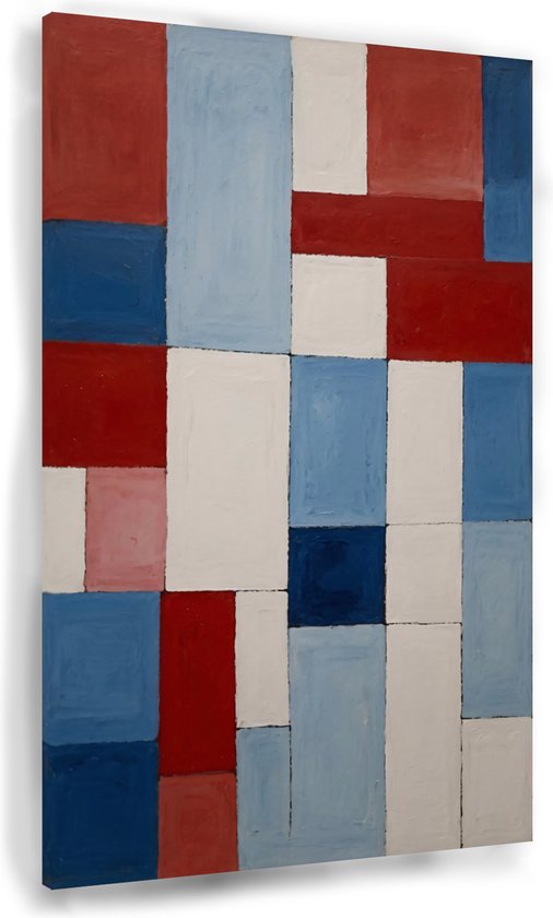 Art abstrait rouge et bleu - Tableau abstrait - Tableau abstraction - Tableaux modernes - Toile Décoration murale murale - Décoration salon - 40 x 60 cm 18mm