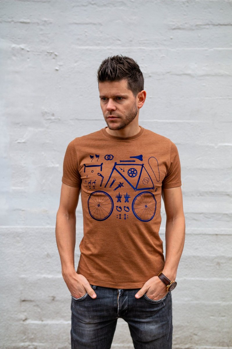 T-shirt Le Patron, Bruin, Pieces De Bicyclette - Maat XXL