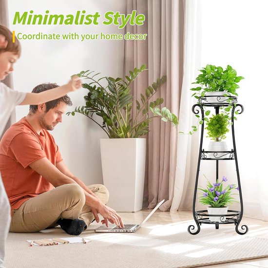 Relaxdays plantenrek metaal - 5 etages - hoog bloemenrek - plantenetagère binnen - staand
