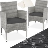 tectake - lot de 2 chaises de jardin en osier avec 4 housses de coussin - gris clair - 404553