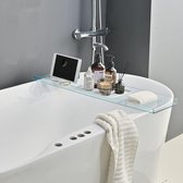 Badplank [acrylglas] | 82 cm badkuipplank - verstelbare antislip badkuipplank past op de meeste badkuipen - houdt boek, telefoon, glas, kaars, badkuipplank vast