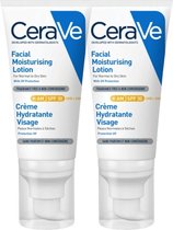 CeraVe AM Lotion Hydratante Visage SPF30 52ml Crème de jour hydratante | Pack Duo