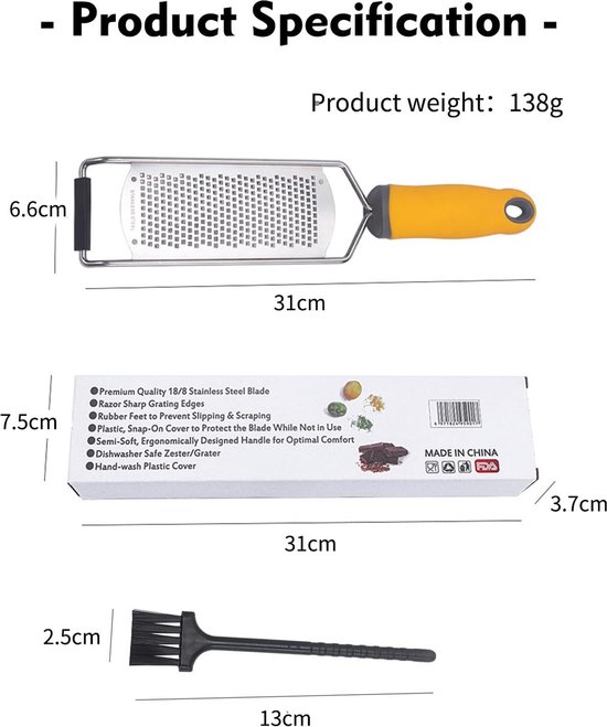 Multifunctionele roestvrijstalen rasp, kaasrasp, Parmezaanse rasp ...