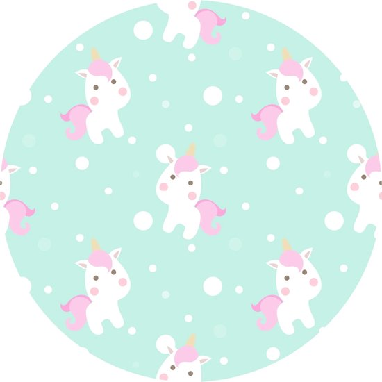 Vloerkleed vinyl rond | Unicorns | 95 cm Rond | Onze materialen zijn PVC vrij en hygienisch | 95 cm Rond | Onze materialen zijn PVC vrij en hygienisch