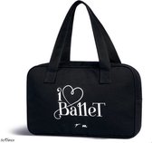 SoDanca Large Dance Bag MB-004 - Sac de ballet - Unisexe - Toile Zwart - Sac à bandoulière avec imprimé 'I Love Ballet'