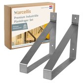 Marcellis - Support d'étagère industriel XL - Pour étagère 30cm - acier inoxydable - matériel de montage + embout de vis inclus - type 1