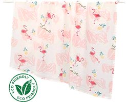 Duopack 2x BoefieBoef Tropische Flamingo Grote XL Hydrofiele Doek Baby - Duurzaam Eco Bamboe - Kerst en KraamCadeau - Swaddle, Inbakerdoek, Hydrofiele Luier & Babydeken - Roze Ananas Wit