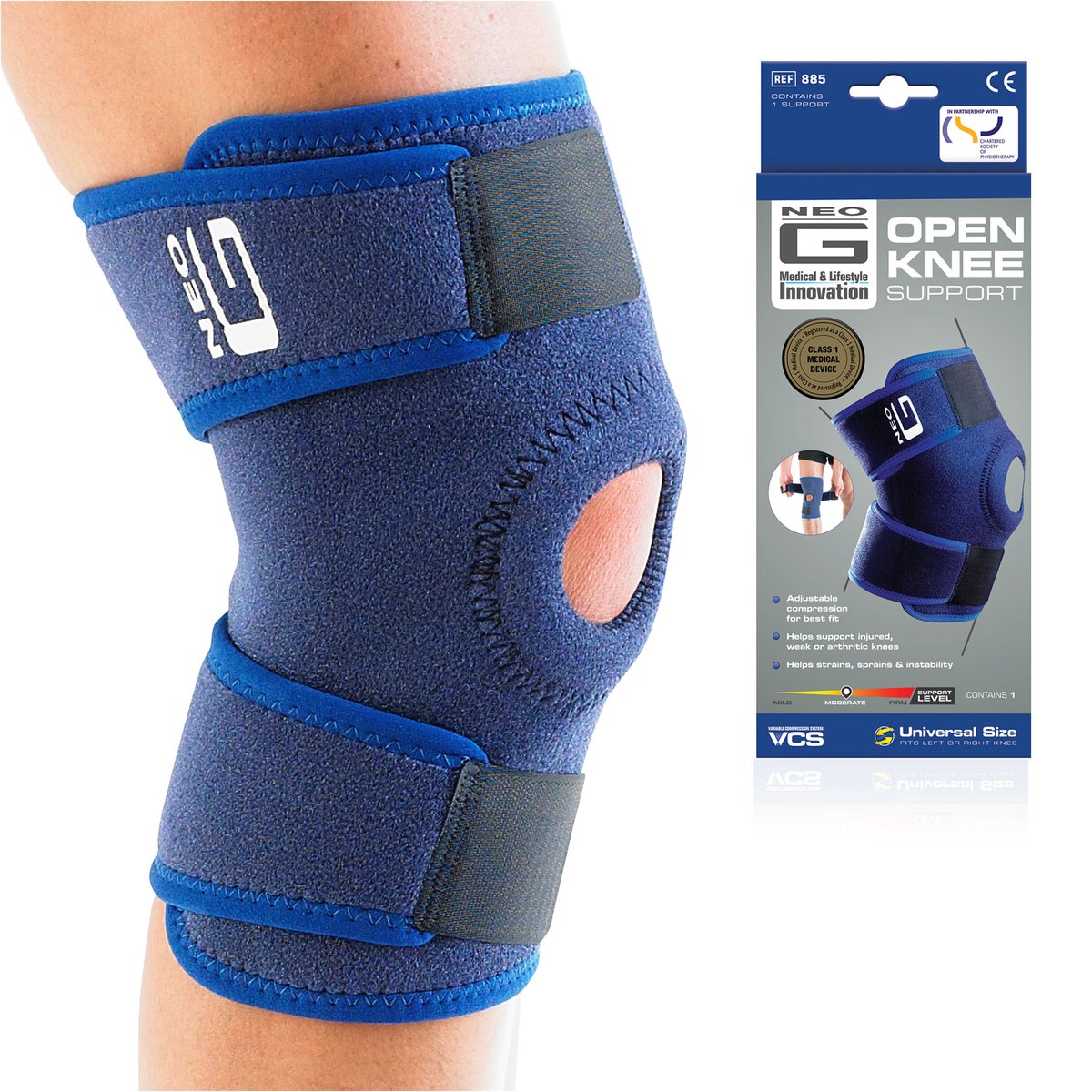 Neo G Kniebrace - Patellabrace - Voor Artritis - Verlichting van Gewrichtspijn - Kniebrace voor Volwassenen - Medisch Hulpmiddel Klasse 1 - One Size - Blauw - NEO G